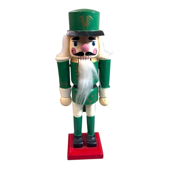 Guard Nutcracker Christmas Decor Festive Soldier Green Gold Detail Holiday 9" - Picture 9 of 9